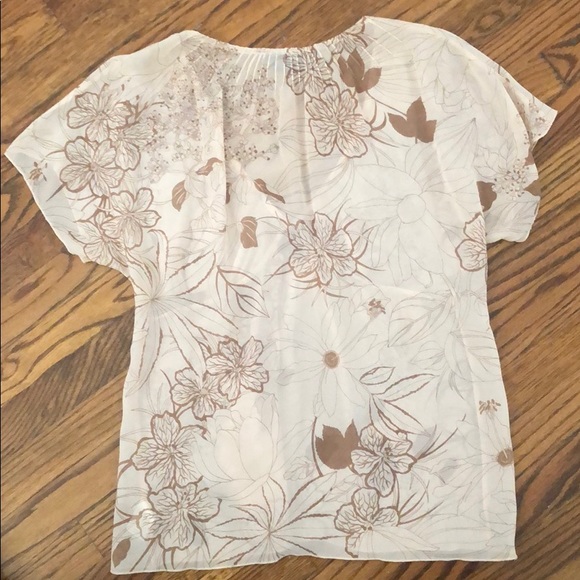 Silk Crepe Theory Top in Brown and Bone Print - Picture 6 of 6